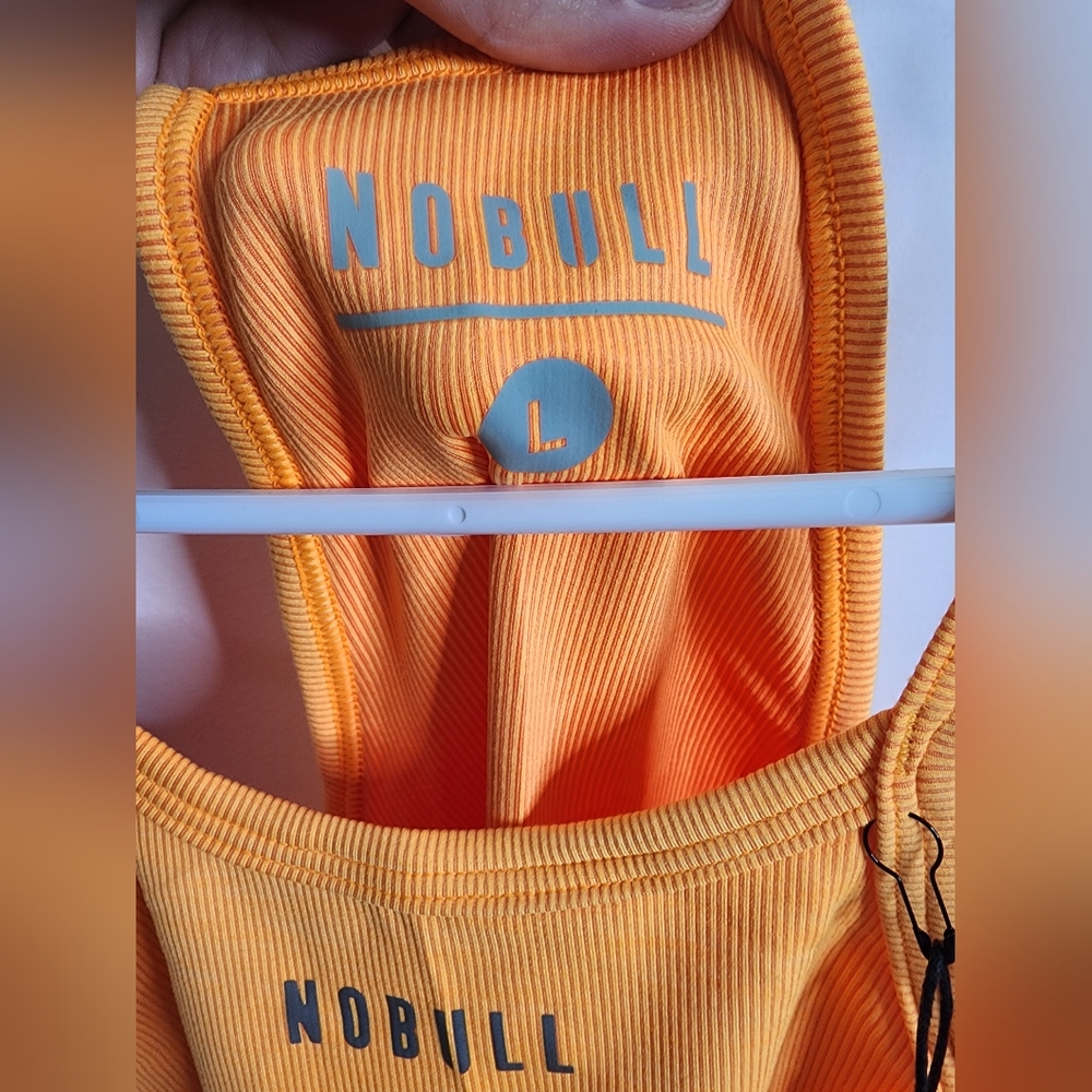 NOBULL Women's Vibrant Orange High Neck Ribbed Tank, Large - Picture 3 of 6